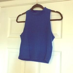 Royal Blue High-Neck Crop Top